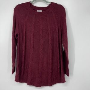 CROFT & BARROW BURGUNDY BRAIDED DESIGN TUNIC STYLE PULLOVER SWEATER MEDIUM